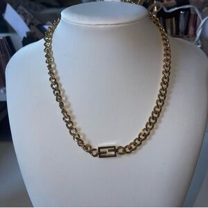 Gold Chain Necklace with Logo Pendant